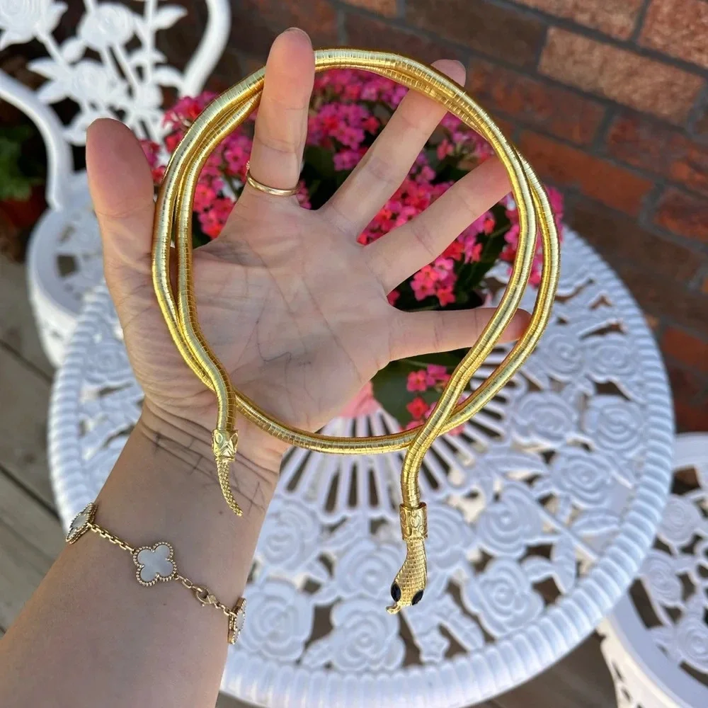 Serpenti Gold Magic Snake Cool Bendy Multilayer Necklace - Picture 10 of 17